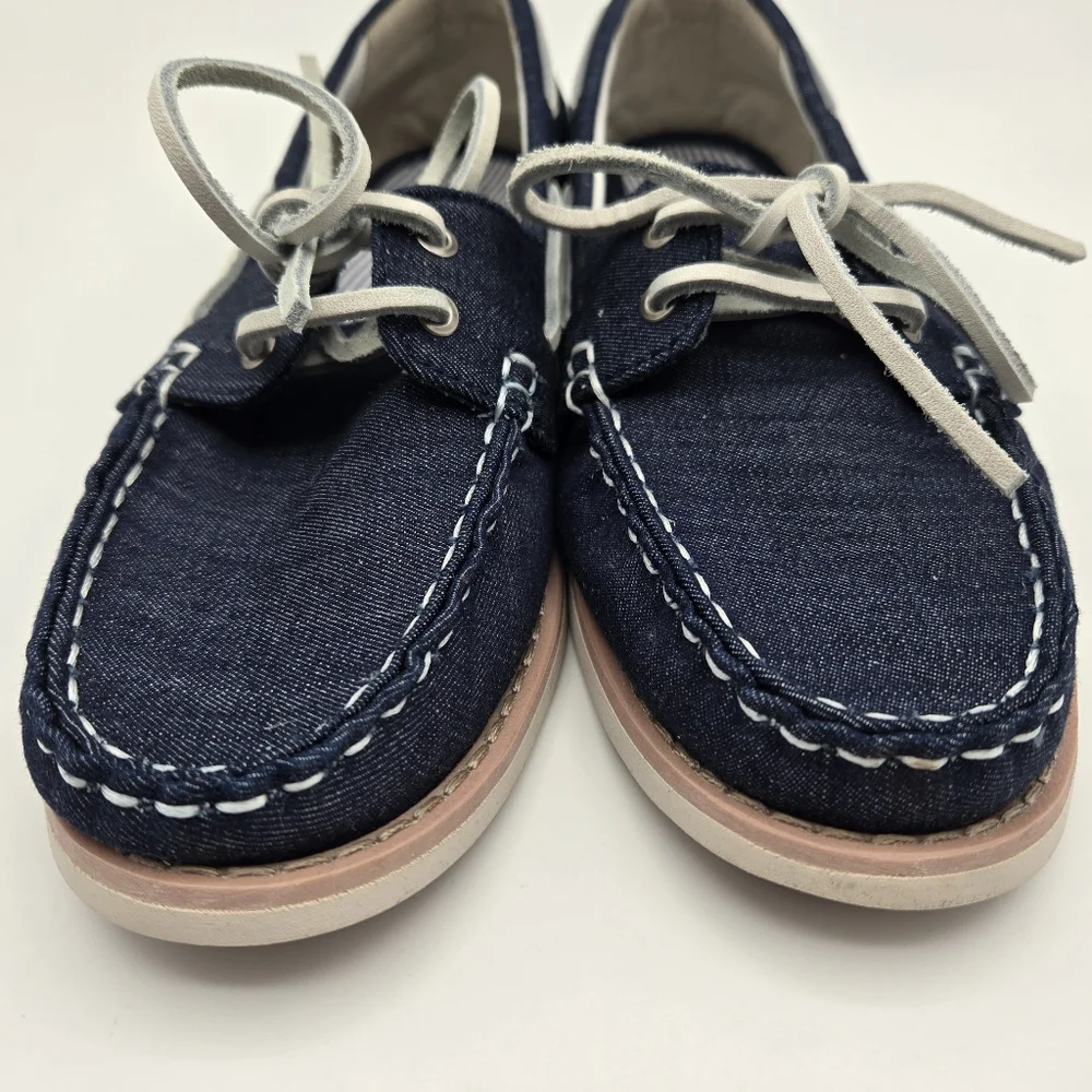 G.H. Bass & Co. Anchor Denim Navy Blue Slip On Loafers Shoes Womens Size 6.5